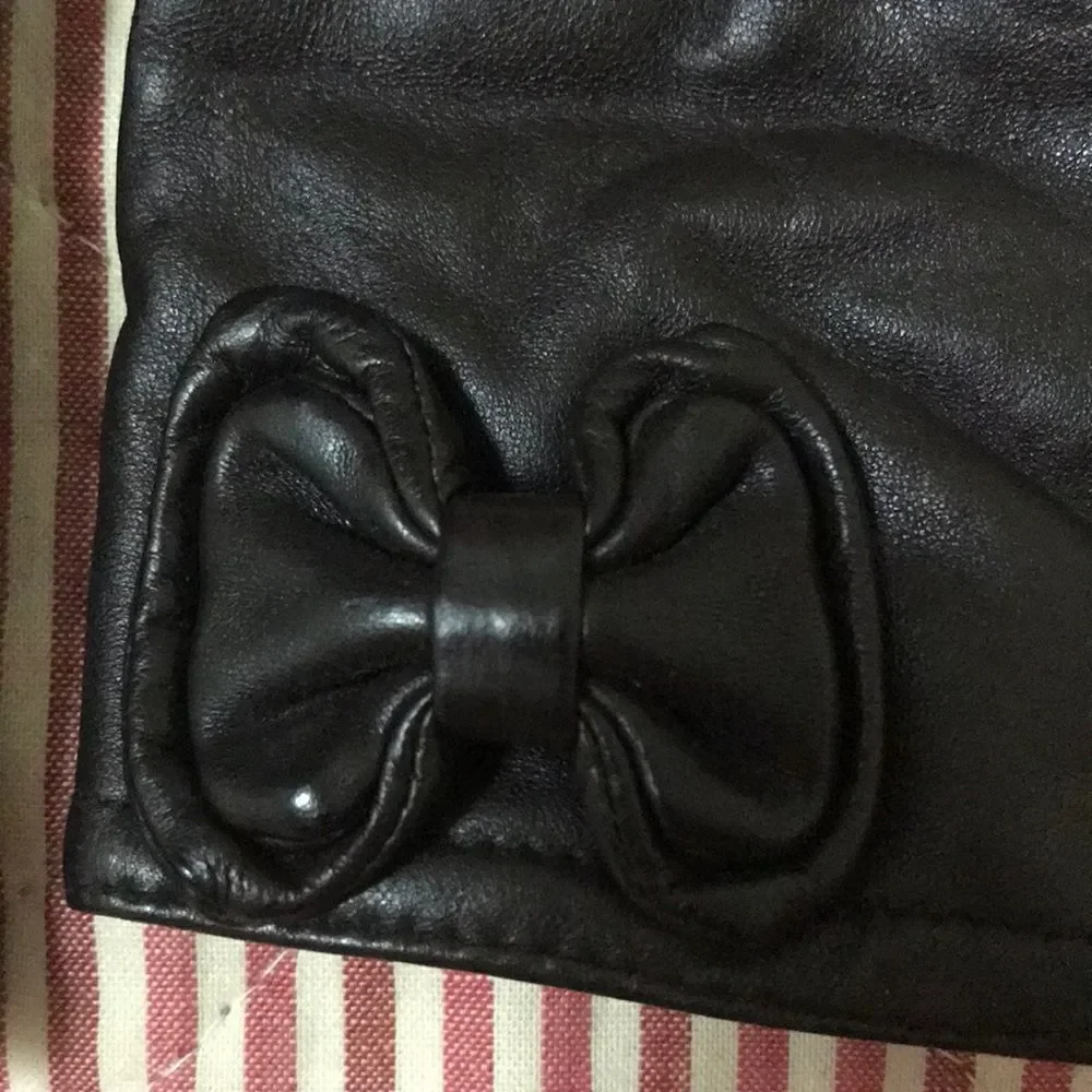 Women’s Vintage genuine leather bow gloves elegant classy luxe
